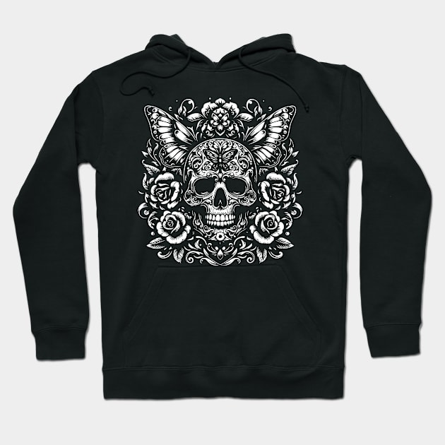 skull black tattoo Hoodie by lkn